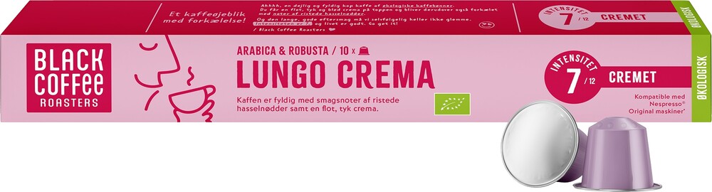 Black Coffee Roasters - Organic Lungo Crema (10 stk) - Kapsler til Nespresso