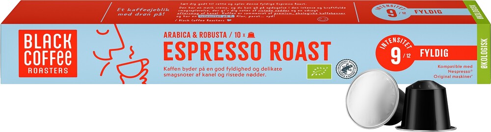 Black Coffee Roasters - Organic Espresso Roast (10 stk) - Kapsler til Nespresso